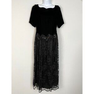 Vintage Scott McClintock Whimsigoth VELVET LACE Midi Dress 6 Black HOCO Dance